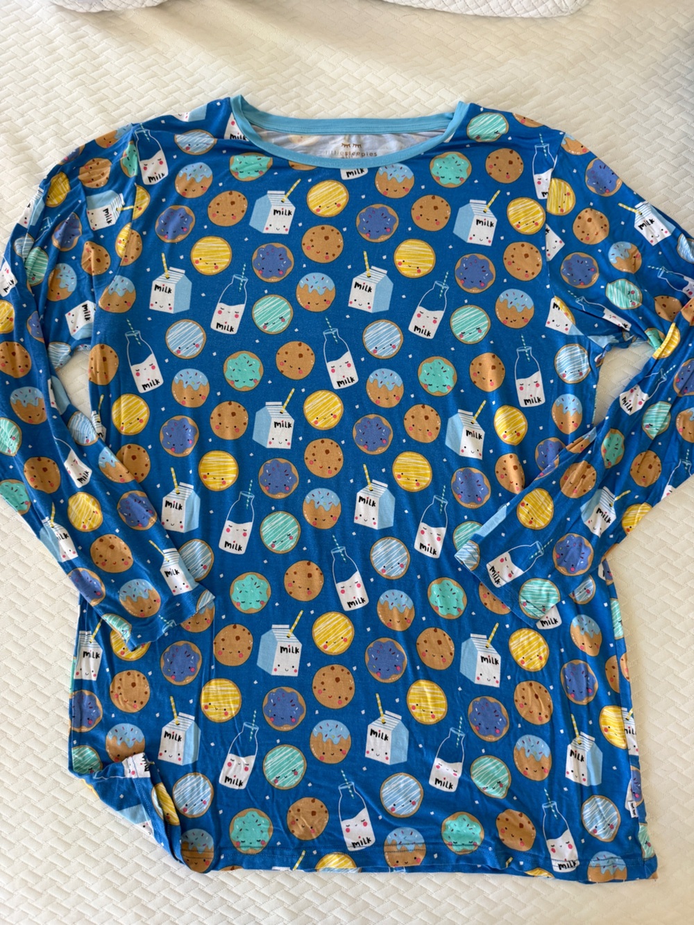 Little Sleepies Blue Cookie & Milk Print Men’s Pajama Shirt Large